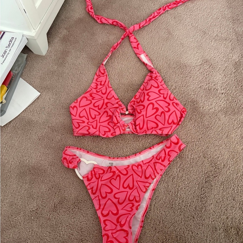 SHEIN Red Heart Bikini Set